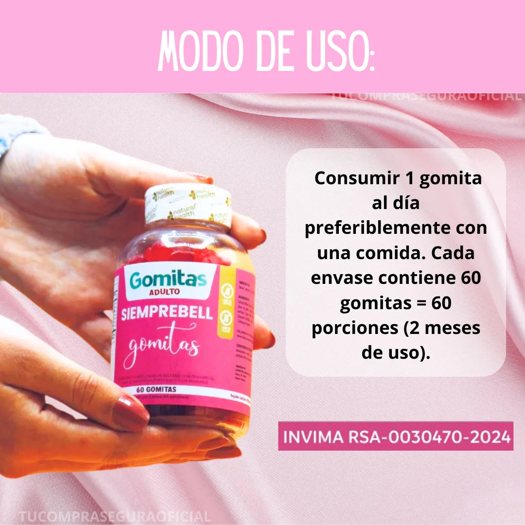 🌸 ¡TRANSFORMA TU RUTINA DE BELLEZA! 🌟 2 Frascos de Gomitas SIEMPREBELL + 🎁 COLÁGENO GRATIS 💕 ¡SÓLO POR HOY! 🚚 ENVÍO GRATIS + PAGO CONTRA ENTREGA