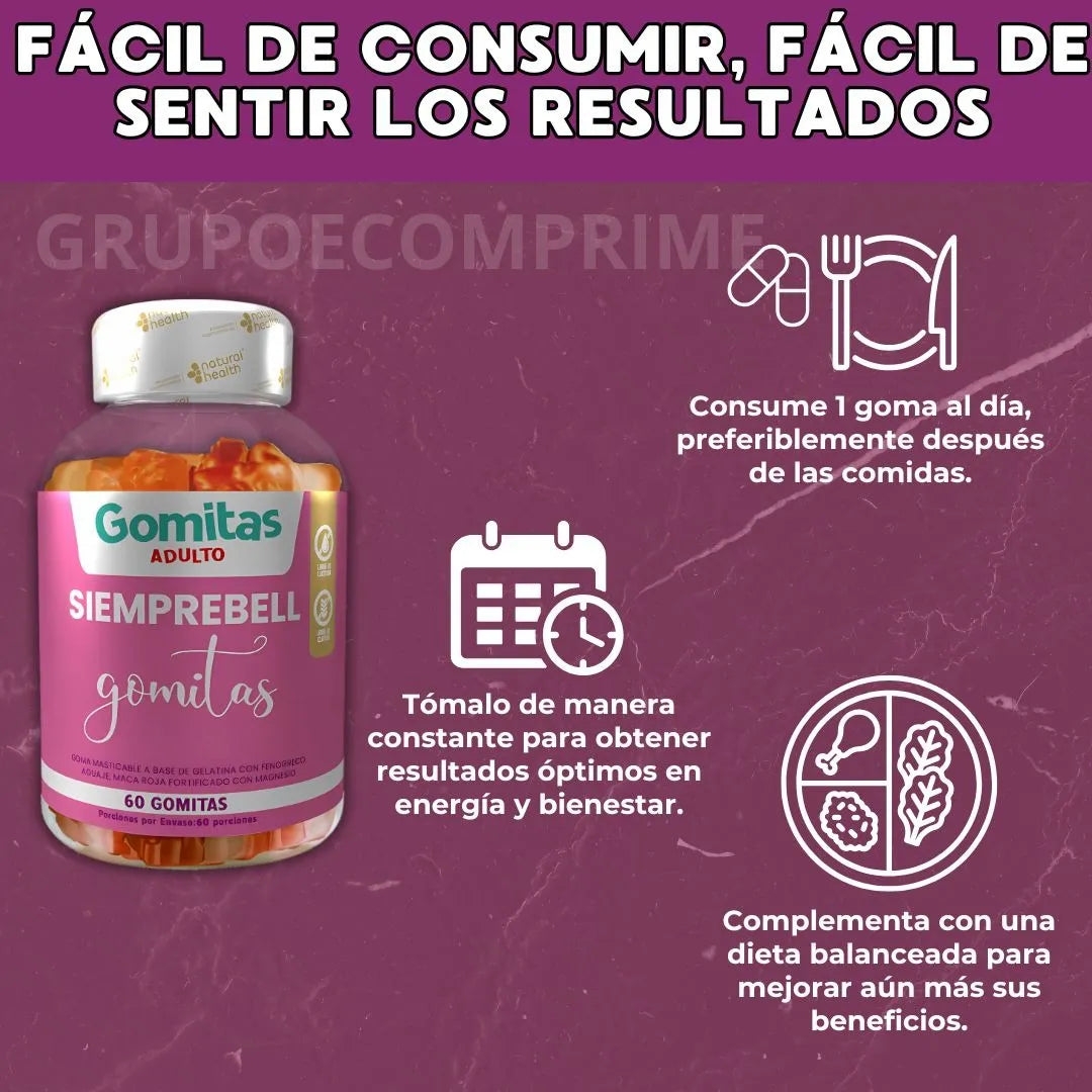 🌸 ¡TRANSFORMA TU RUTINA DE BELLEZA! 🌟 2 Frascos de Gomitas SIEMPREBELL + 🎁 COLÁGENO GRATIS 💕 ¡SÓLO POR HOY! 🚚 ENVÍO GRATIS + PAGO CONTRA ENTREGA
