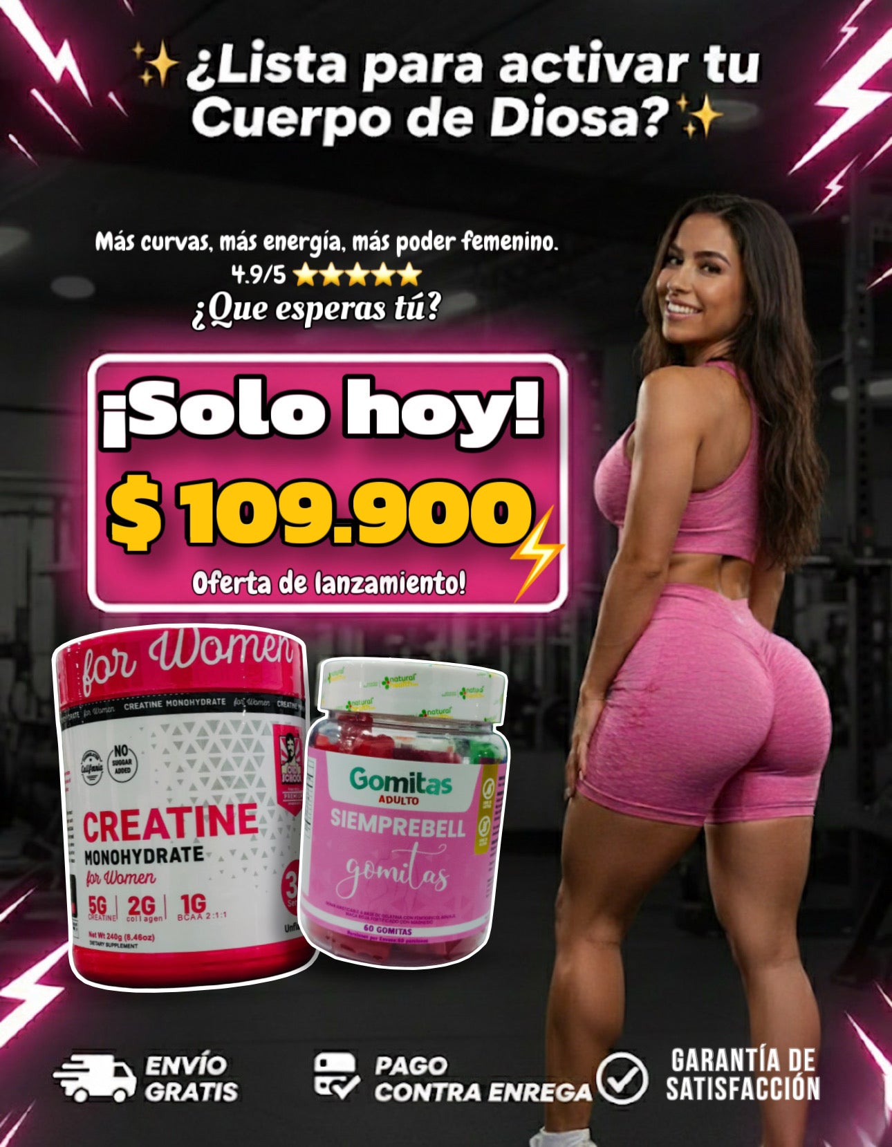 ✨ Combo Cuerpo de Diosa 💪🌸 | Creatina For Women + Gomitas Siemprebell ✨