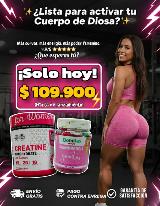 ✨ Combo Cuerpo de Diosa 💪🌸 | Creatina For Women + Gomitas Siemprebell ✨