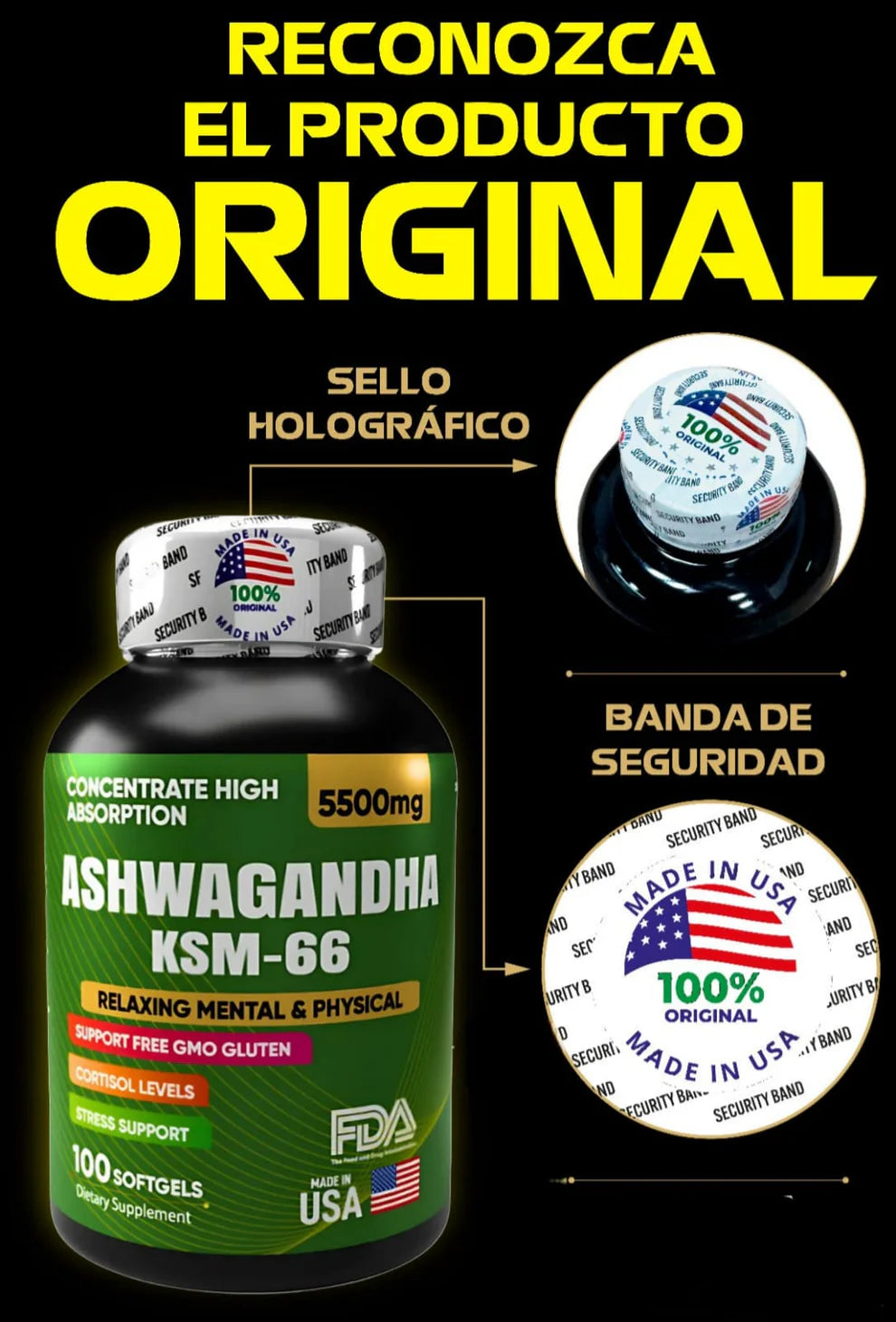 COMBO EQUILIBRIO PERFECTO NAD+RESVERATROL, ASHWAGANDHA KSM-66 Y CITRATO DE MAGNESIO 100% ORIGINAL 🇺🇸 ✨
