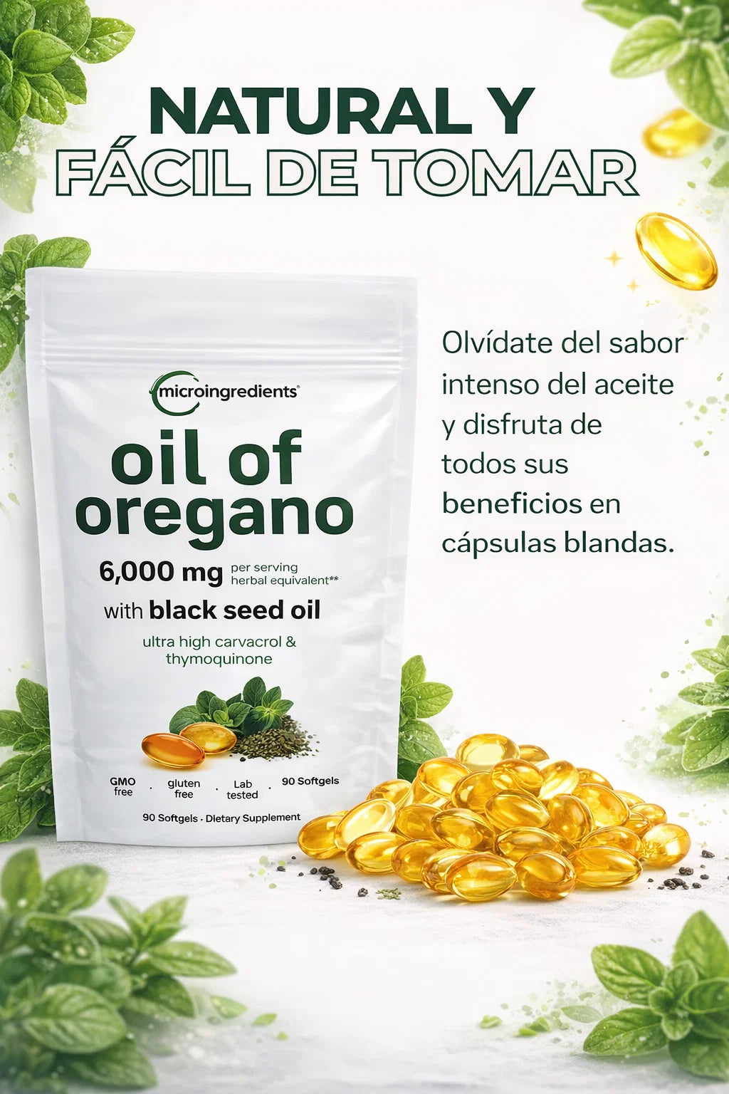 🛡️El Antibiótico Natural Más Poderoso 🌿 Orégano + Semilla Negra | 90 Cápsulas